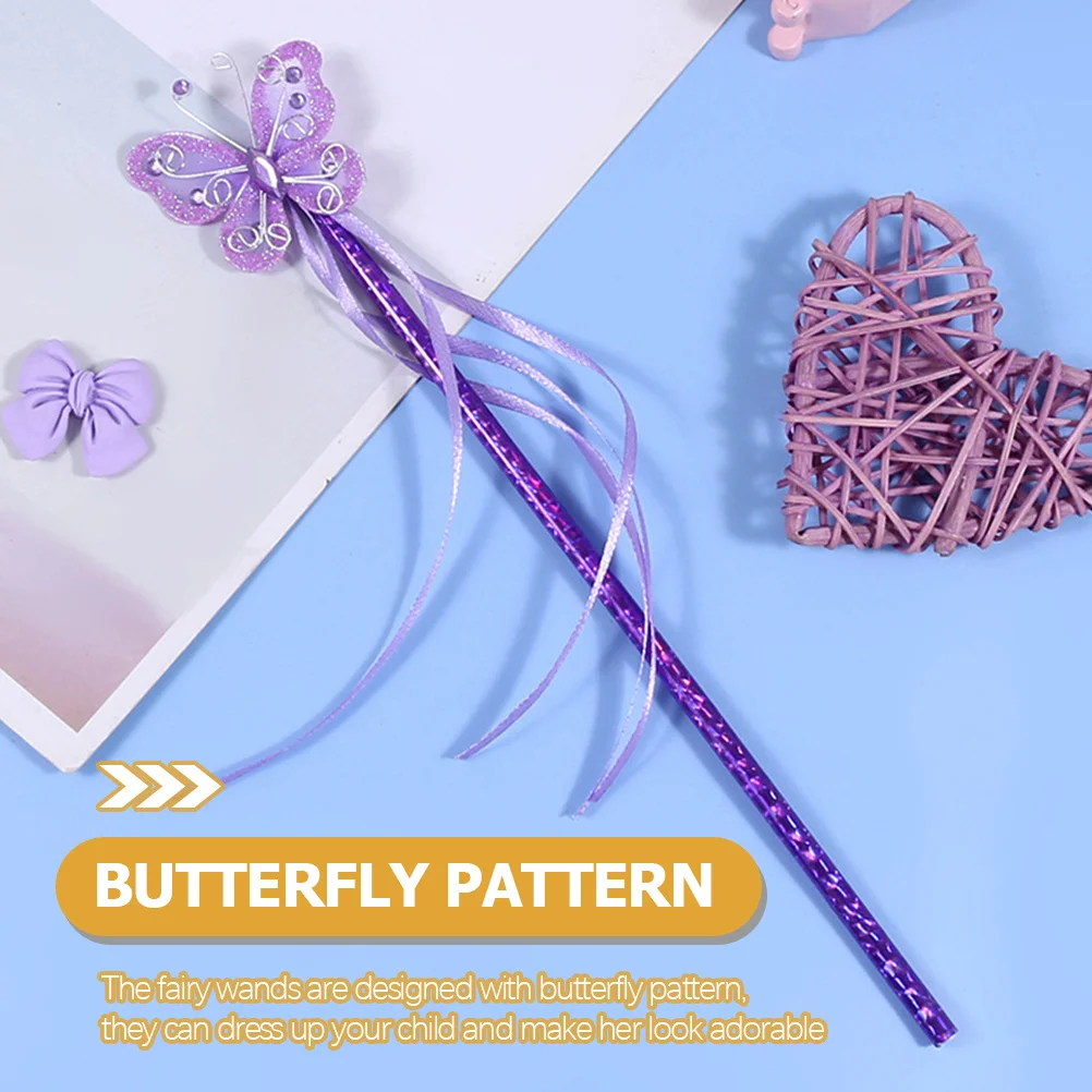 Varitas de hadas y mariposas brillantes, palos de disfraz con purpurina, suministros para fiestas infantiles, accesorios de Cosplay, accesorios de Ángel, gato, 4 Uds.