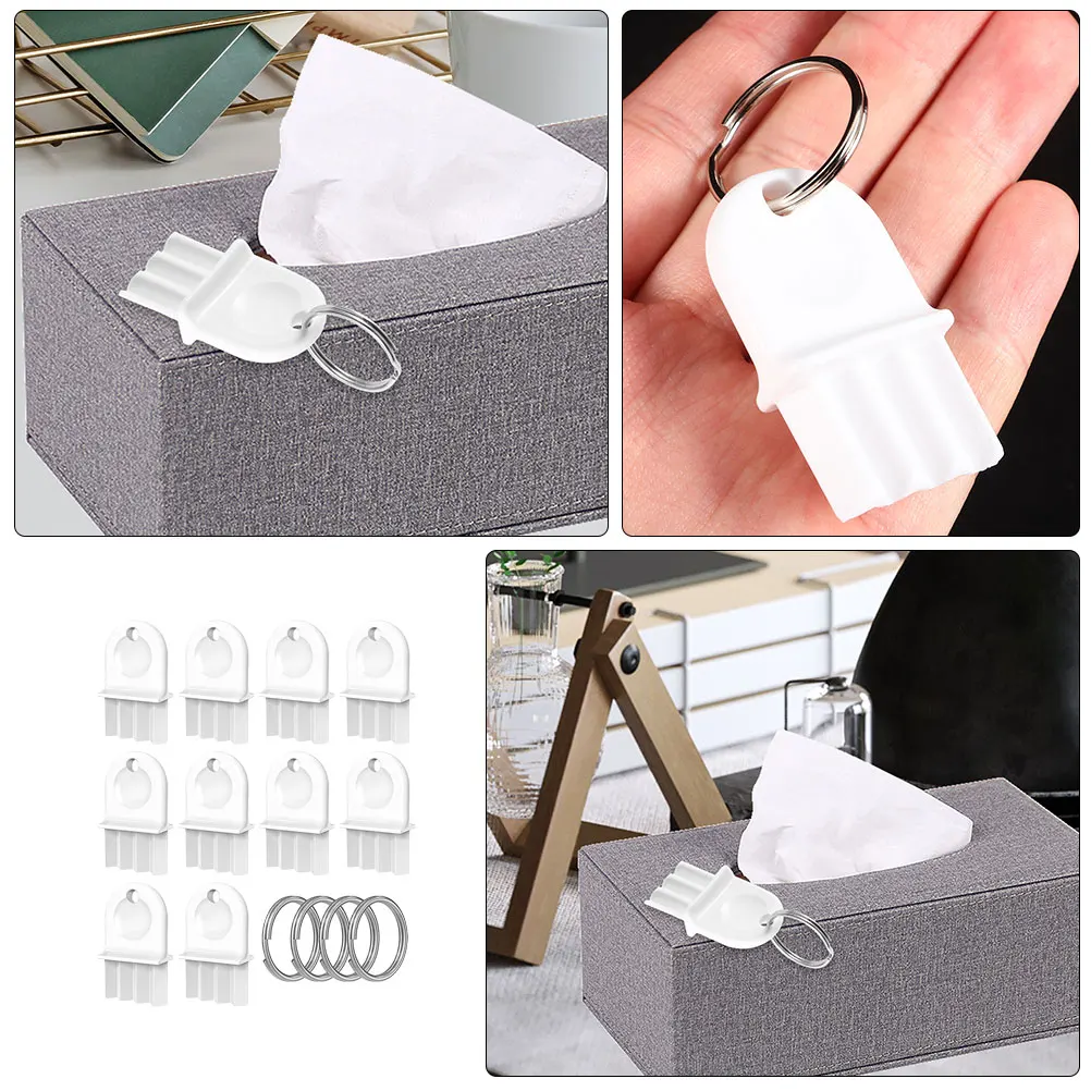

1 set White Toilet Paper Dispenser Keys 4 Rings Universal Paper Towel Key Set Commercial Dispensers Sturdy Plastic