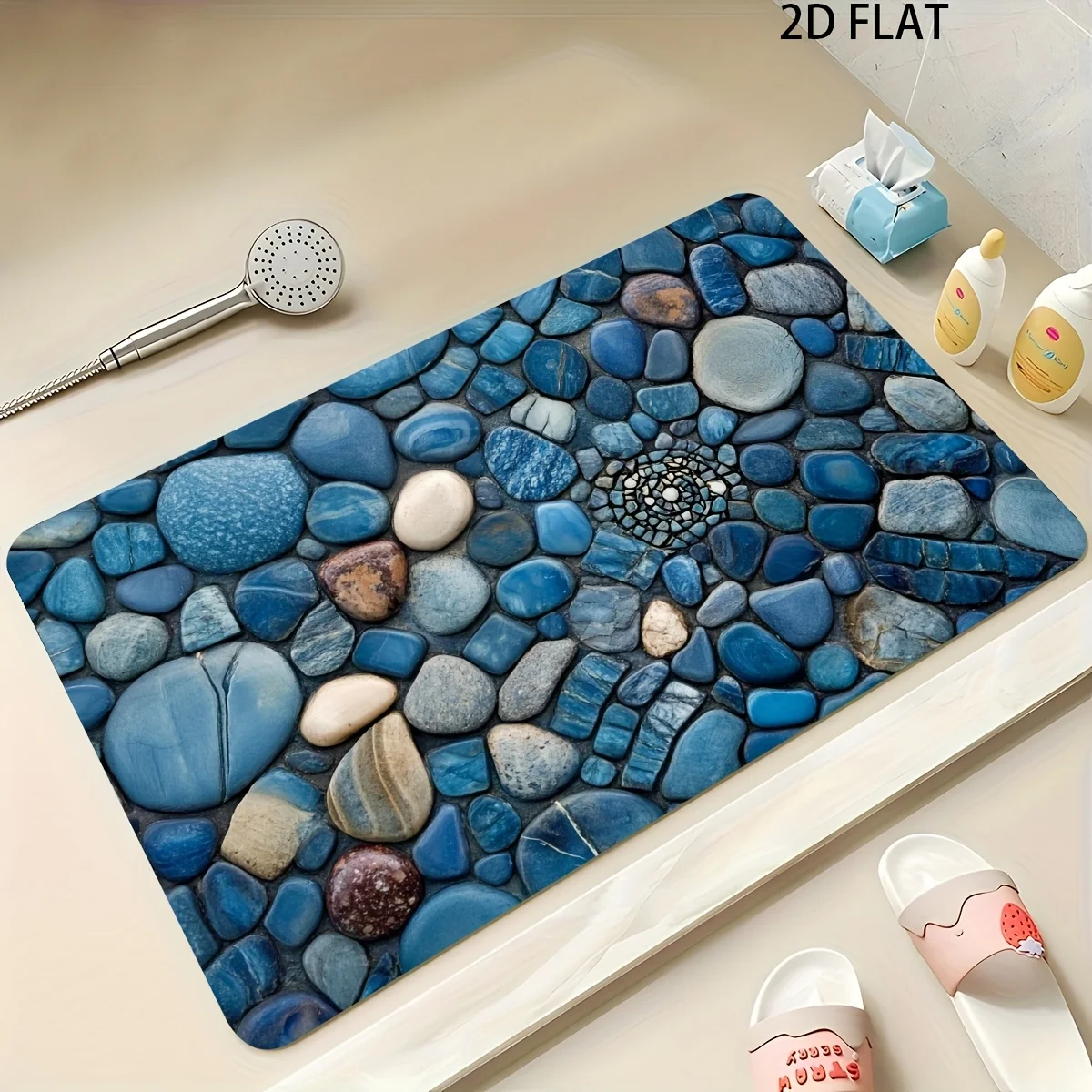 VIKAMA Simulated Pebble Print Carpet Home Decor, Non-Slip And Dirt-Resistant, For Entryway, Bathroom And Living Room Floor Mats