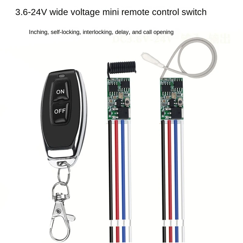 433Mhz DC 3.6V-24V 1CH Mini Relay Wireless RF Remote Control Switch LED Lamp Controller Micro-Receiver Transmitter