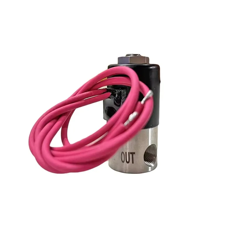 2/2 Way  Normal Close 1/8 PORT Air Solenoid Valve STAINLESS STEEL BODY, RED  LEADS