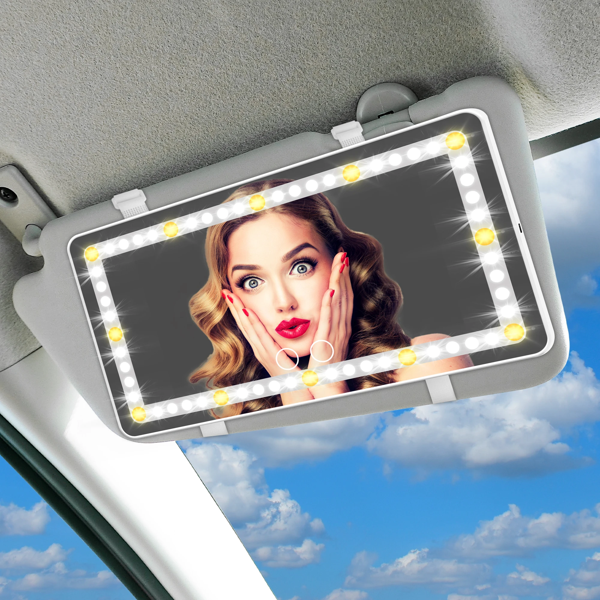 

Travel Vanity Mirror, Car Vanity Mirror with Illumination with 3 Lighting Modes and 60 LED Touch Screen Dimmable