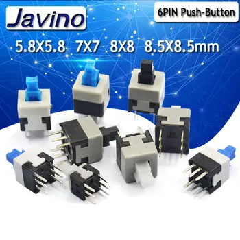 10PCS/LOT 5.8x5.8 7x7 8x8 8.5x8.5mm Self Locking / UNlock Push Tactile Power Micro Switch 6 Pin Button Switches