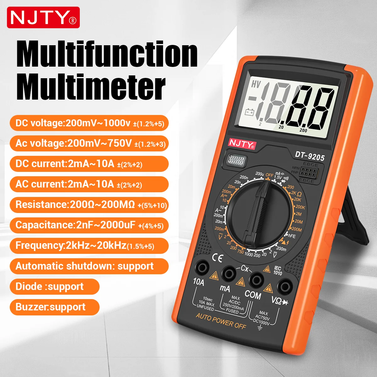 Digital Multimeter Manual Professional Multimetro AC/DC Voltage Current Frequency Tester Live Wire Ohm Ammeter Electric Tools