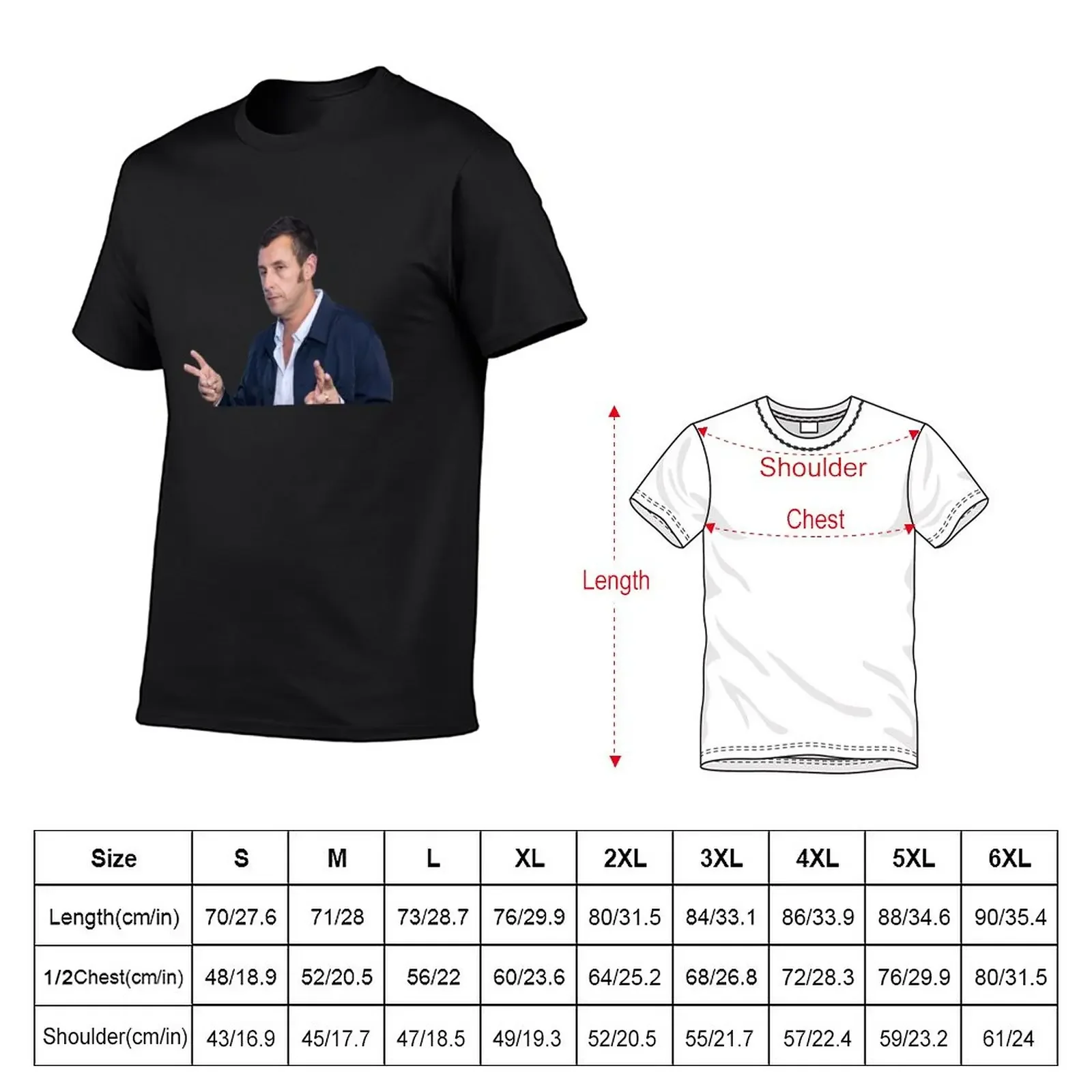 Adam sandler sad peace signs T-Shirt graphics Tee shirt anime clothes tops fitted t shirts for men