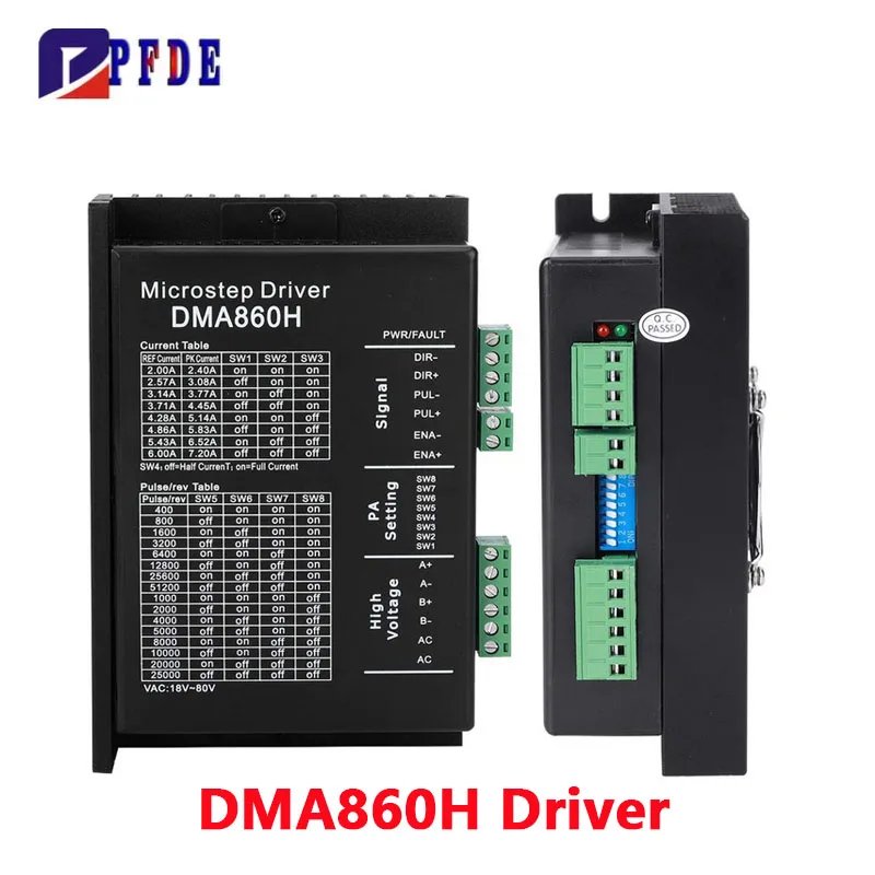 DMA860H CNC Stepper Motor Driver, for Nema34 Nema42 Stepper Motor High Performance 2 Phase DSP Micro Drive AC24-80V DC24-80V