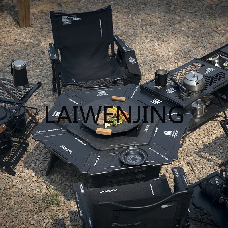 

Camping Folding Table Multi-Functional Combination Barbecue Camping Hexagonal round Table