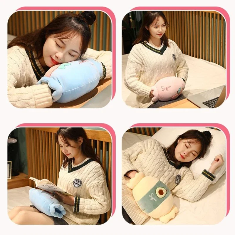 Cute Candy Warm Hand Pillow,Hand Cover 2-in-1 Office Cushion Student Nap Pillow, Soft Skin Friendly Filling Full Good Resilience