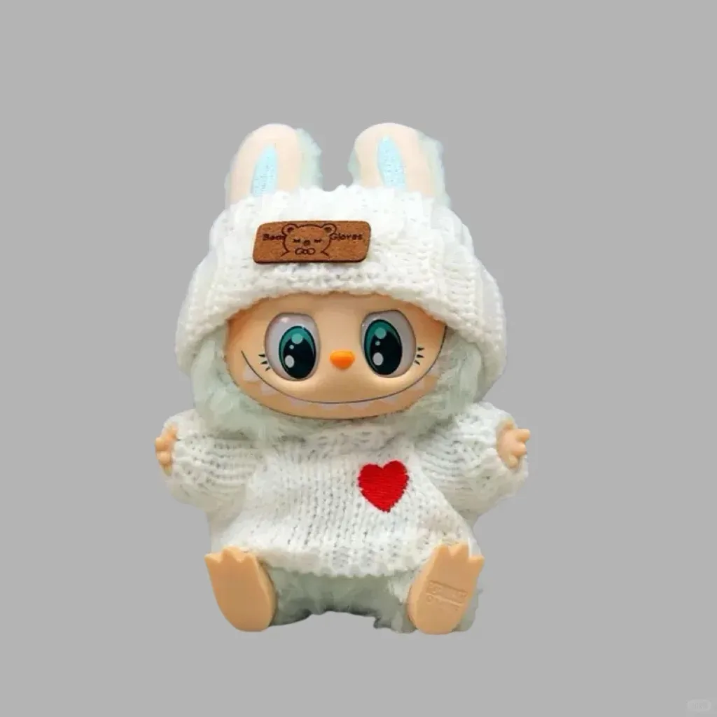 17cm Labubu Love Hoodie Moda Boneca Roupas Roupa Bonito Pulôver Moletons e Acessórios para Meninos Meninas