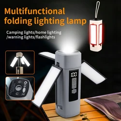 Folding Outdoor Camping Light Portable Rechargeable Hanging Tent Hanging Lantern with Battery Display Emergency Car Outdoor Lamp