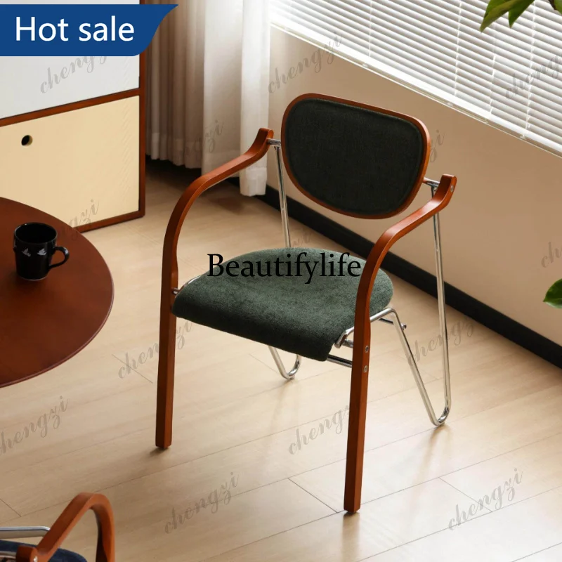 NQ52  senior designer dining room chairs soft bag stainless Dining chairs with armrests chaises de salle Kitchen furniture