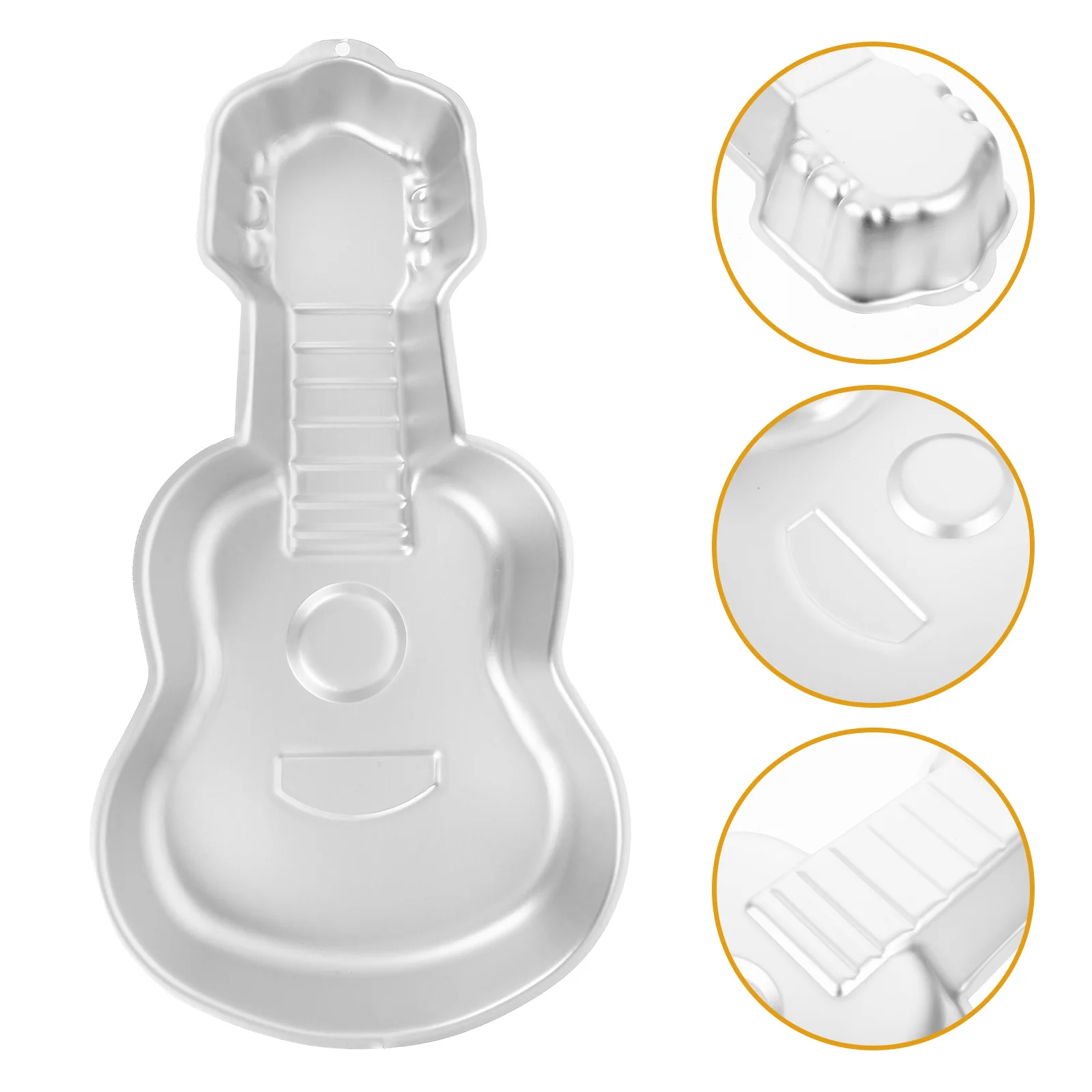 

Guitar Shaped Cake Pan Aluminum Nonstick 3D Birthday Wedding Anniversary Party Baking Mold Cake Decorating Tool Silver