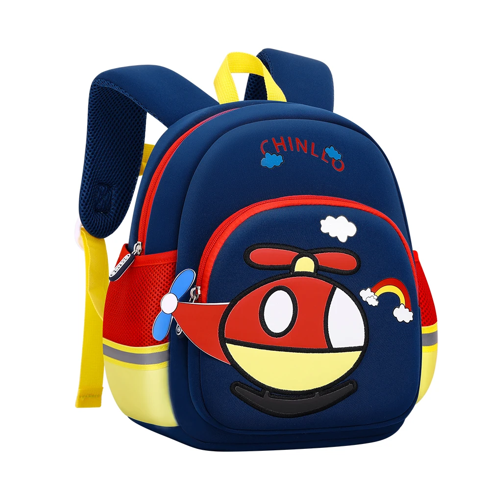 12inch Preschool Toddler Backpack Cute Cartoon Airplane Waterproof Light Backpack Neoprene Kids Schoolbag for Boys Girls 7058