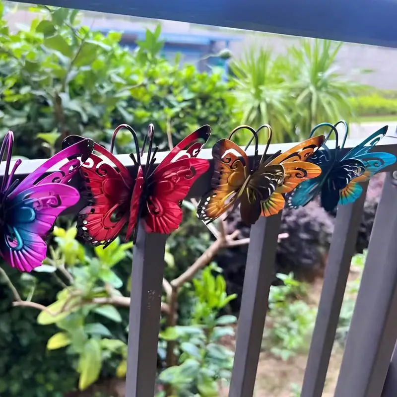 

Flower Pot Decoration Pendant 4pcs Butterfly Pot And Vase Hugger Easy To Install Metal Vase Sculptures Ornaments For Balcony