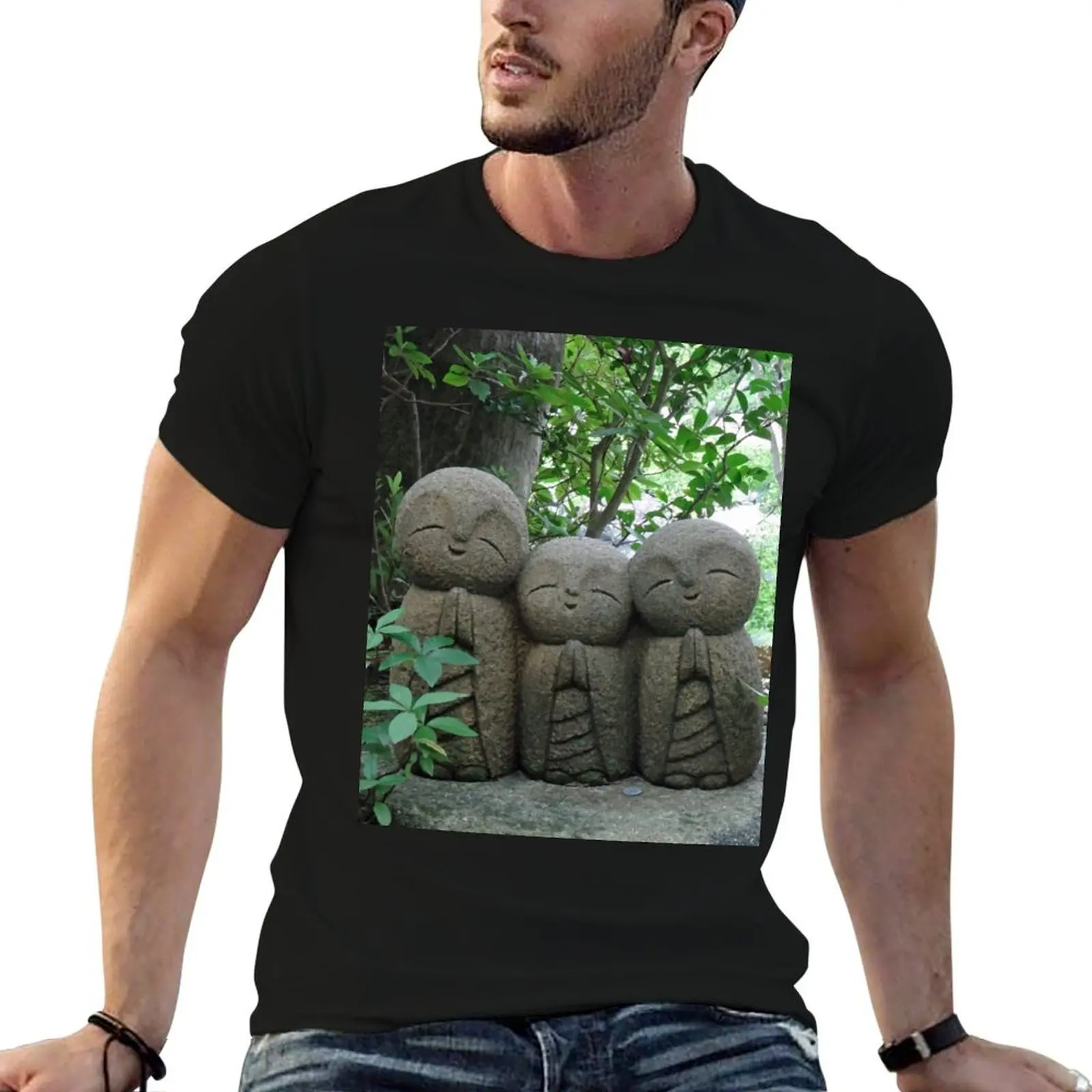

One two three Jizo in a garden in Japan T-Shirt man t shirts for men casual graphic t shirts for man T-Shirt