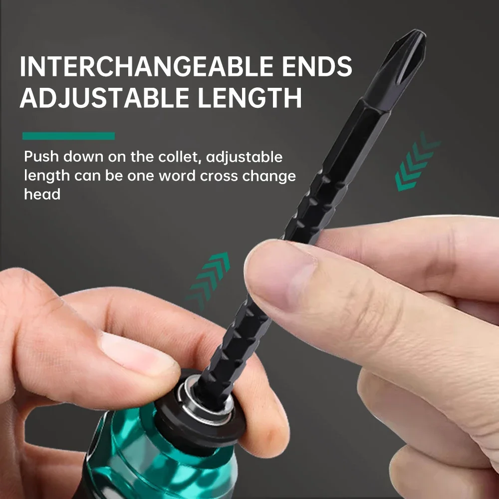 Ratchet Telescopic Adjustable Length Screwdriver Phillips Slotted Double Head Magnetic Screwdriver Multifunctional Repair Tool