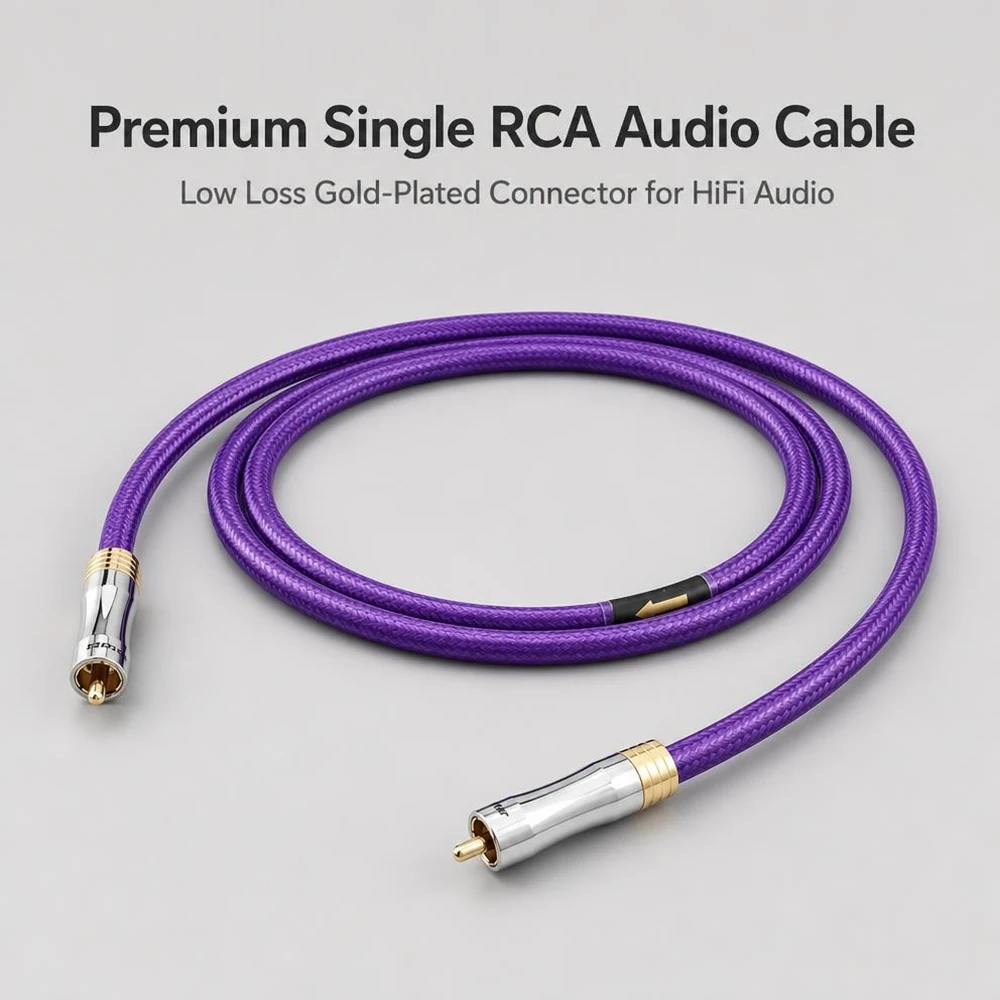 75 Ohms HIFI OCC Silver Plated Coaxial Audio Cable Digital RCA to RCA for DAC CD Player High Fidelity Coaxial Cable