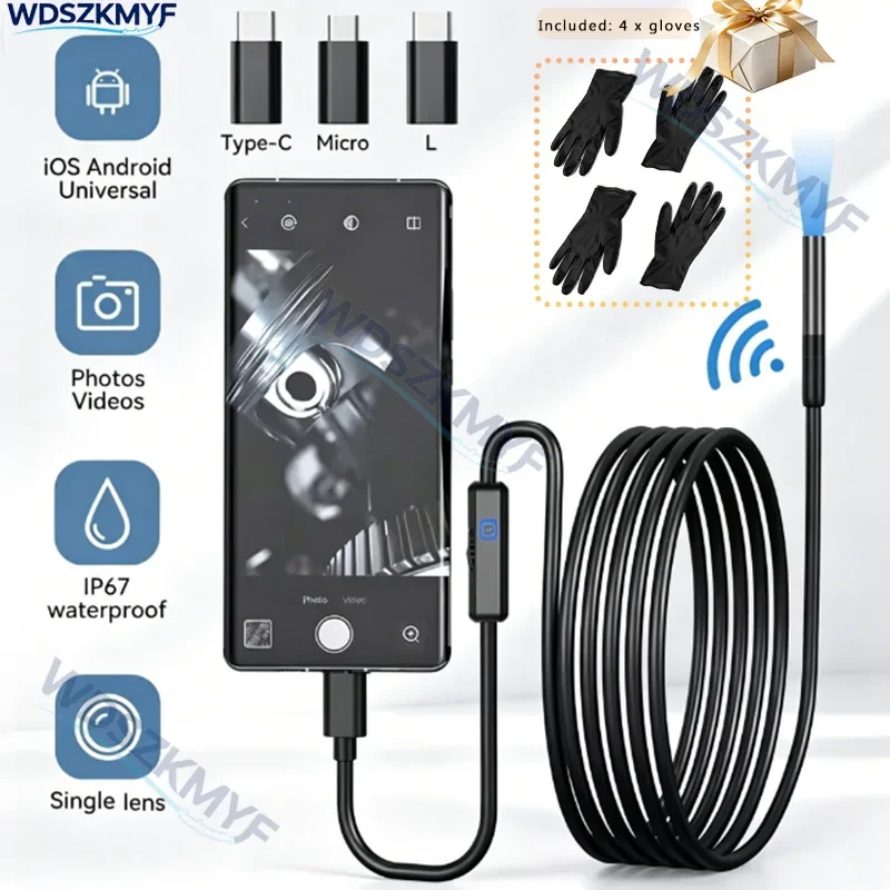 HD High definitio Endoscope Automotive Boroscope Inspection Device Camera 8mm For Android IOS Smart Phone Type C Cars Mobile