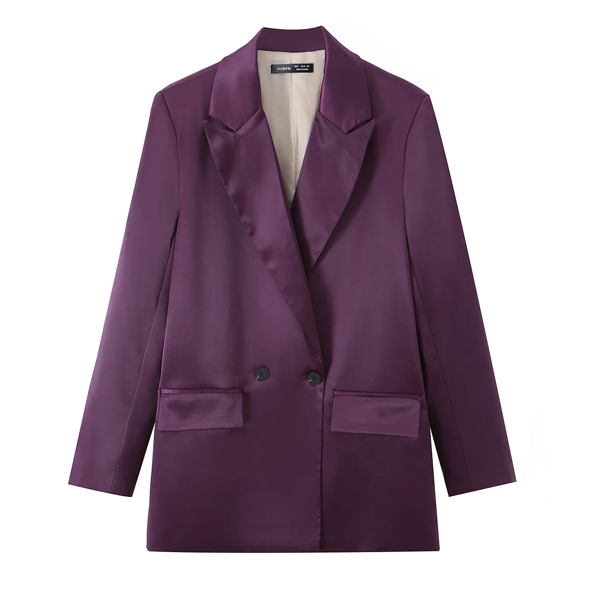 

SuperAen Purple Oversize Women's 2026 Summer New Korean Style Double Button Casual Simple Elegant Satin Loose Jacket