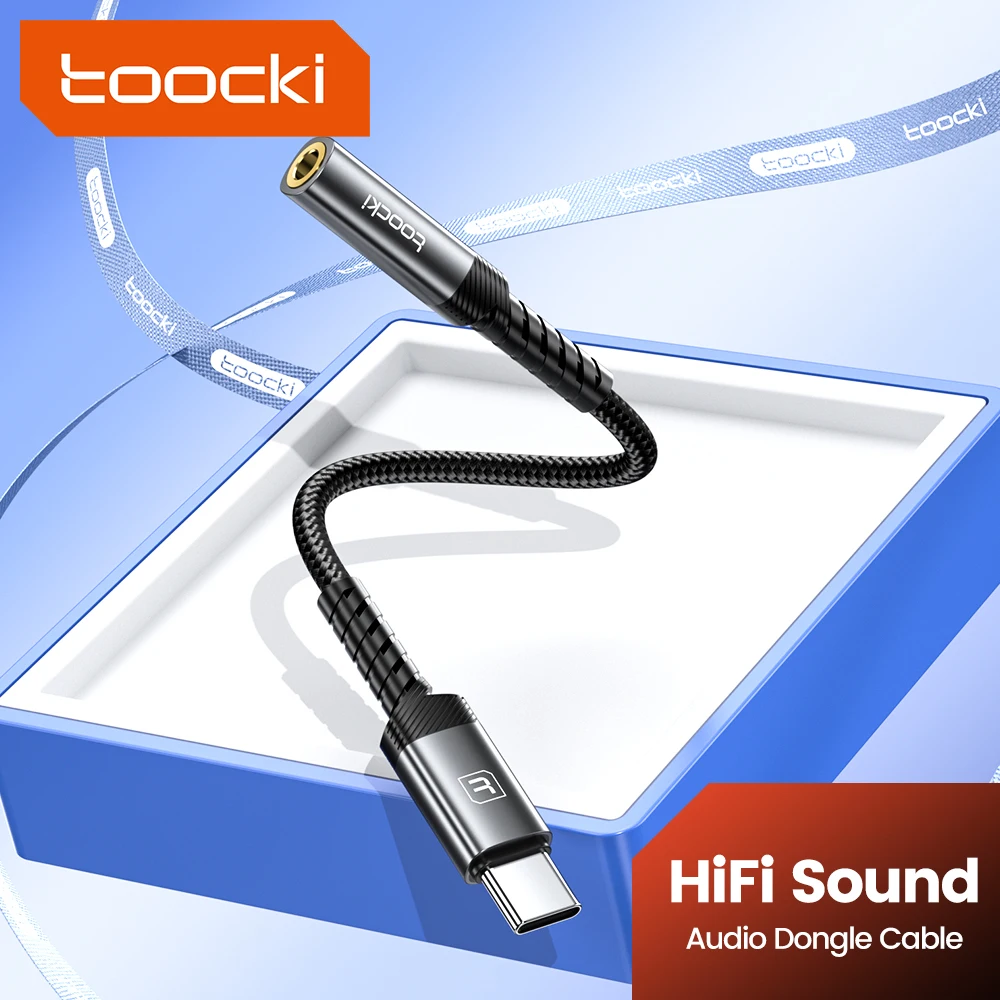 Toocki USB Type C Audio Dongle Cable 0.12M Lightning to 3.5mm Jack AUX Adapter Earphone Wire Converter for iPhone Xiaomi Oneplus