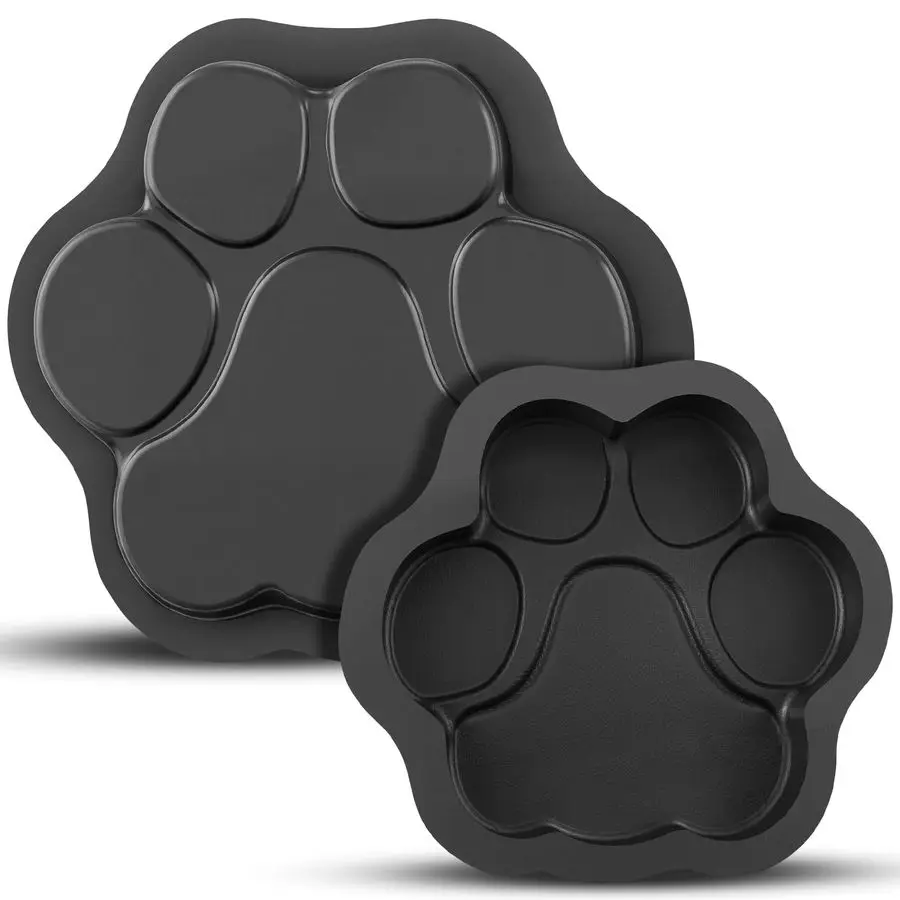 

Набор из 2 больших форм для отпечатков лап, 16 и 13 дюймов, пластиковые формы для отпечатков лап собак и кошек, текстурированные, для бетона и цемента, для изготовления нескользящих ступенек