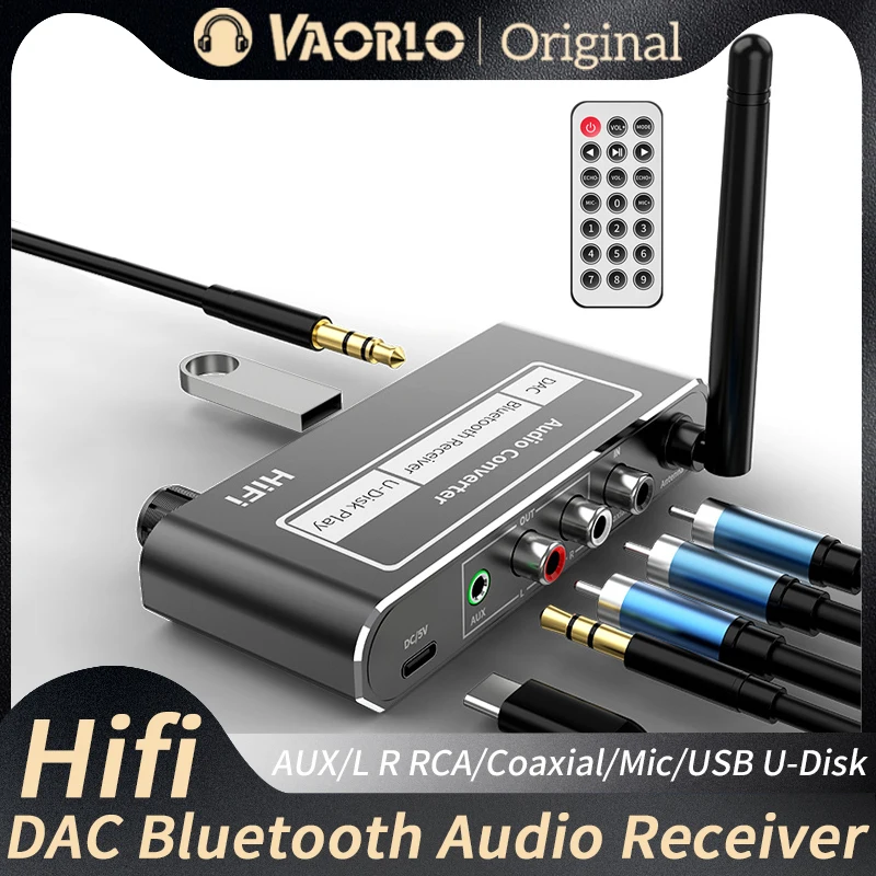 

HIFI Bluetooth 5,2 аудио приемник коаксиальный/микрофон/USB U-диск вход 3,5 мм/L R RCA выход беспроводной адаптер для KTV Караоке автомобильный динамик