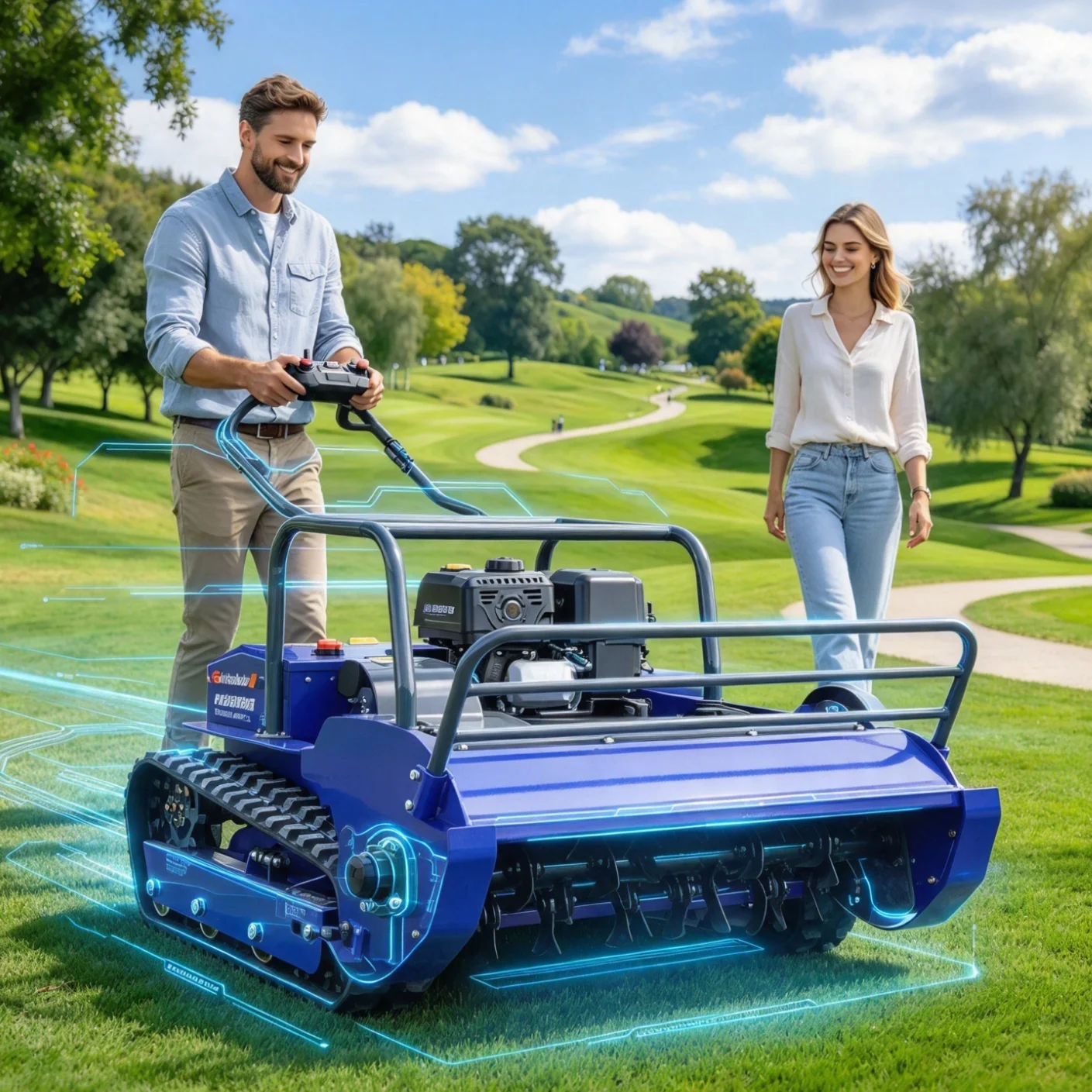 Customized Remote Control Flail Mower, cherry and blueberry picking farm shredder for damage-free crushing fine weeds