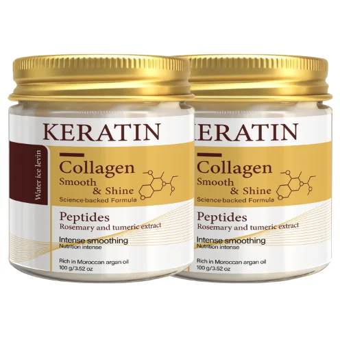 Keratin-Kollagen-Haarmaske mit Peptiden & Rosmarin - Intensive Glättung & Glanz für Alle Haartypen - Tiefenpflege-Behandlung