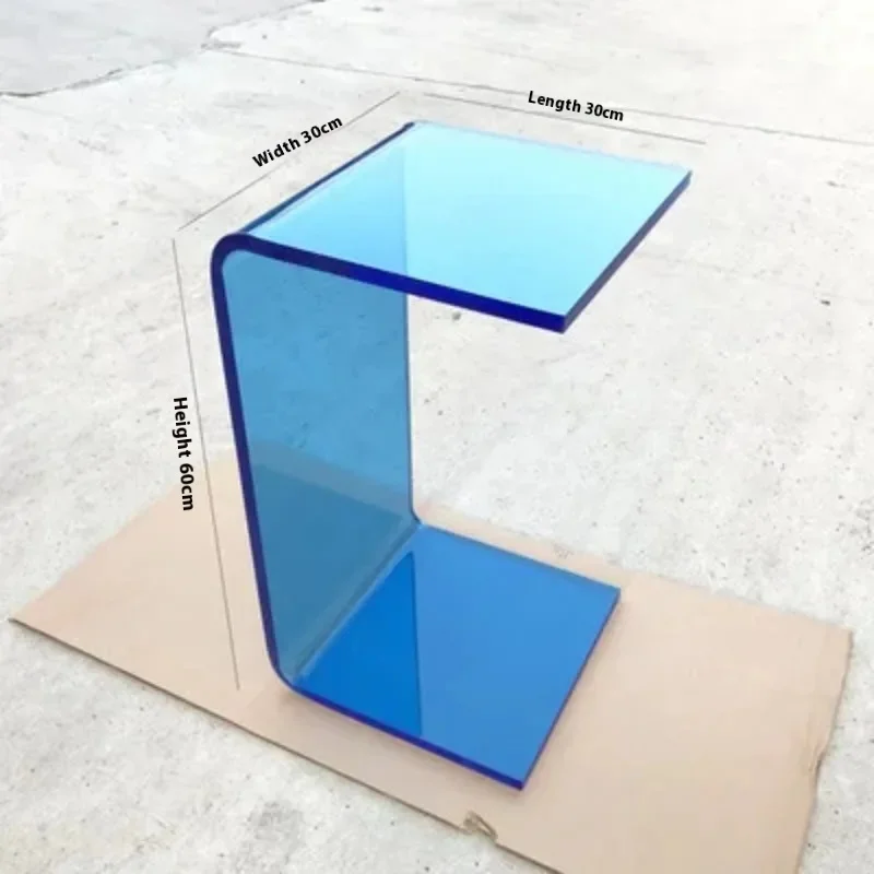 %C-type Acrylic Sofa Tables Clear Side Coffee Table Living Room Bay Window Computer Table Bedroom Corner Stand Balcony Storage