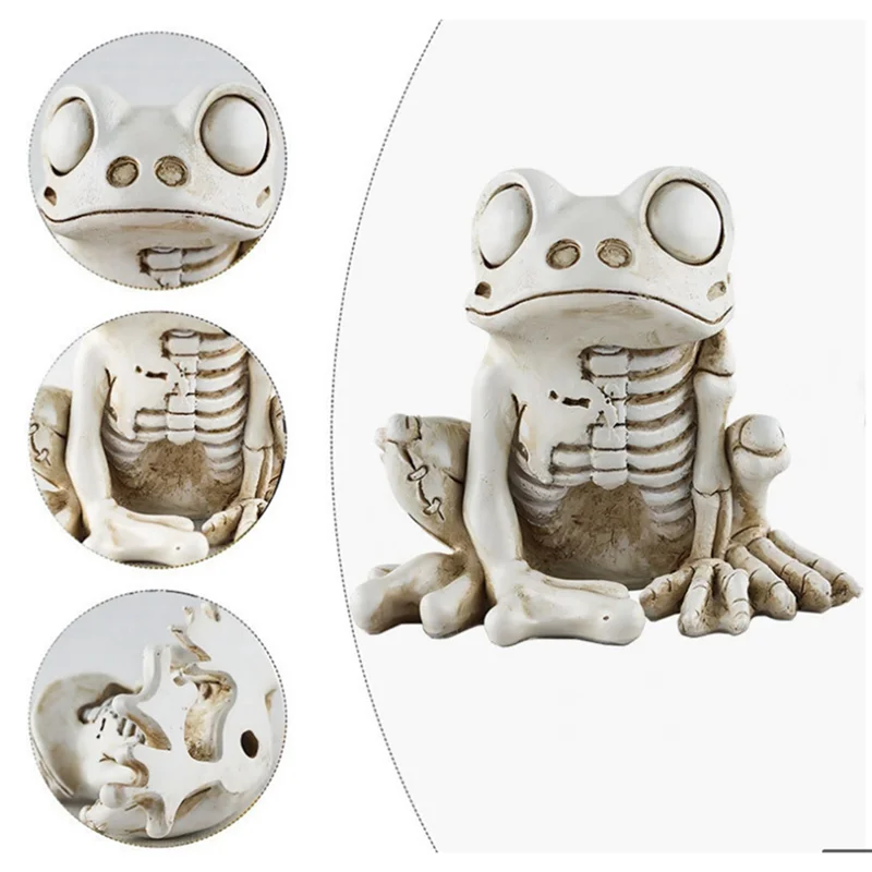 HW Modello di scheletro di rana Statua di scheletro di animale di Halloween Realistico scheletro di animale terrificante Decor Ornamenti di rana