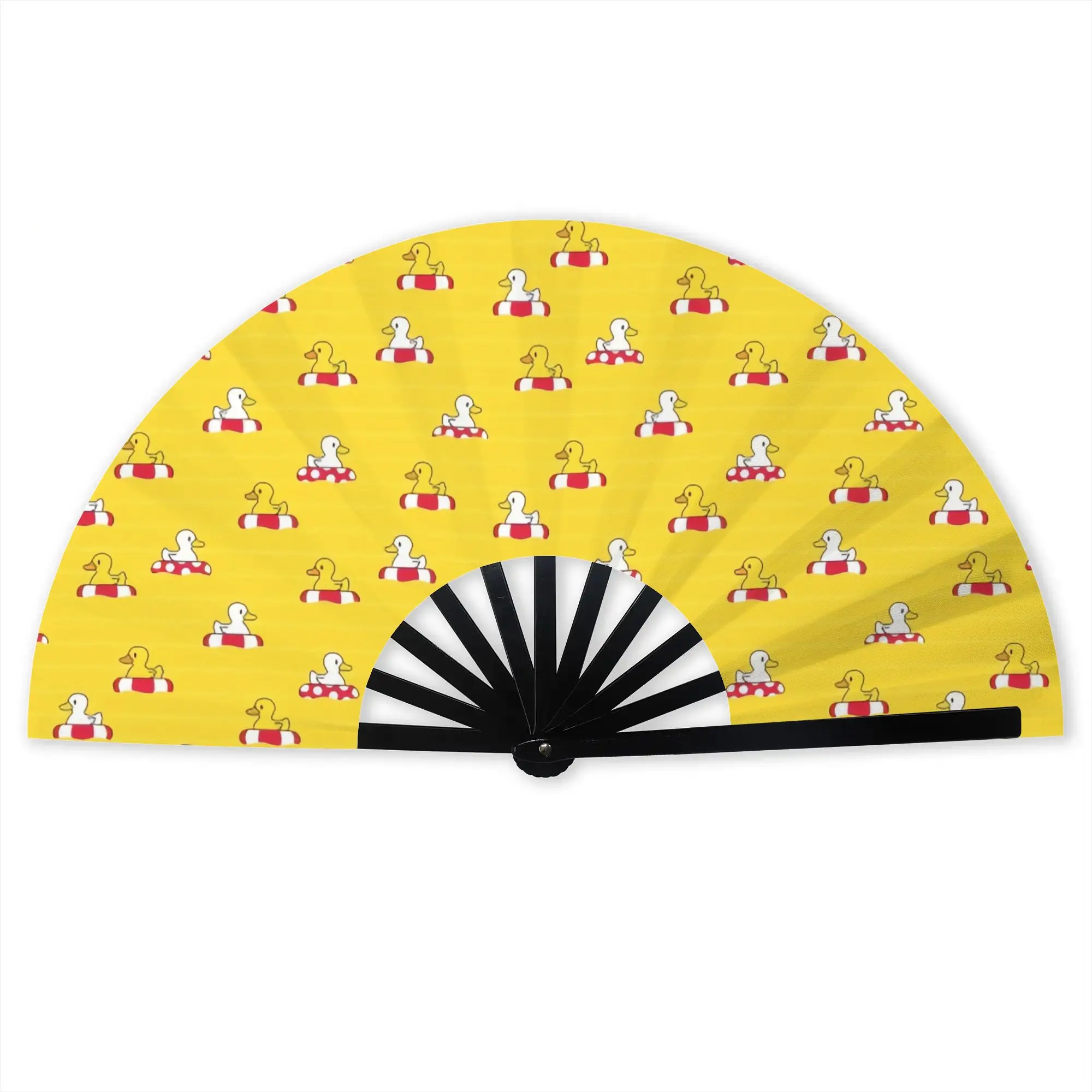 Cartoon Rubber Duck  Folding Hand Fan  Polyester Fabric Fan Funny Summer Accessory Decorative Fans