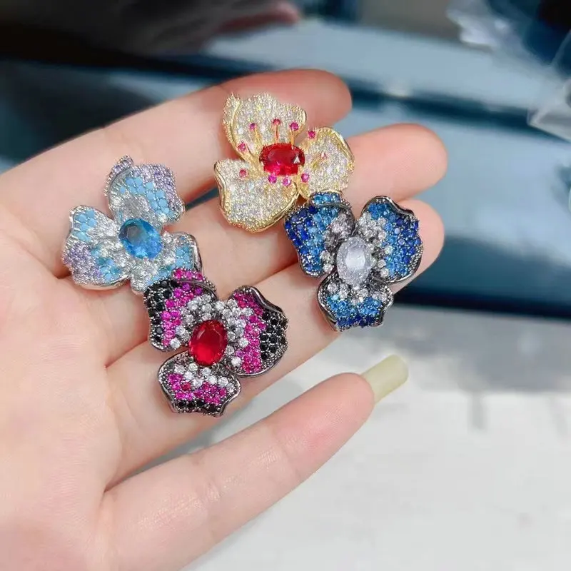 Bilincolor Trendy Luxury Flower Stud Earring for Women Gift