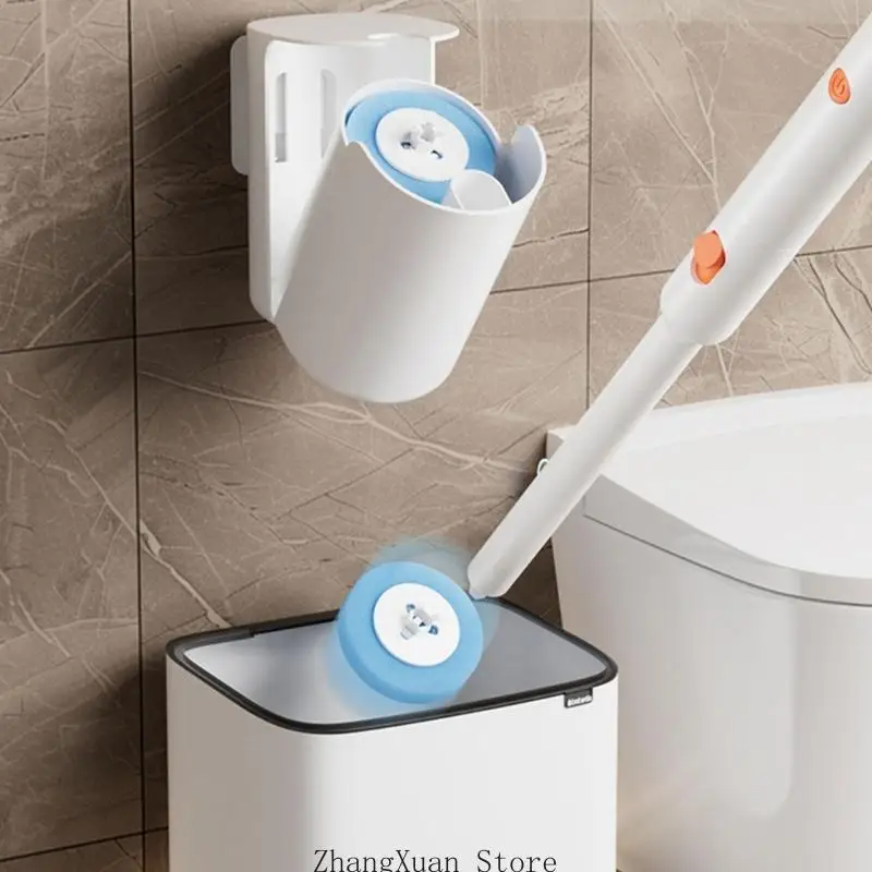 3XUF Automatic Rotating Toilet Scrubber Wall Mountable Hand Without Toilet Clener set