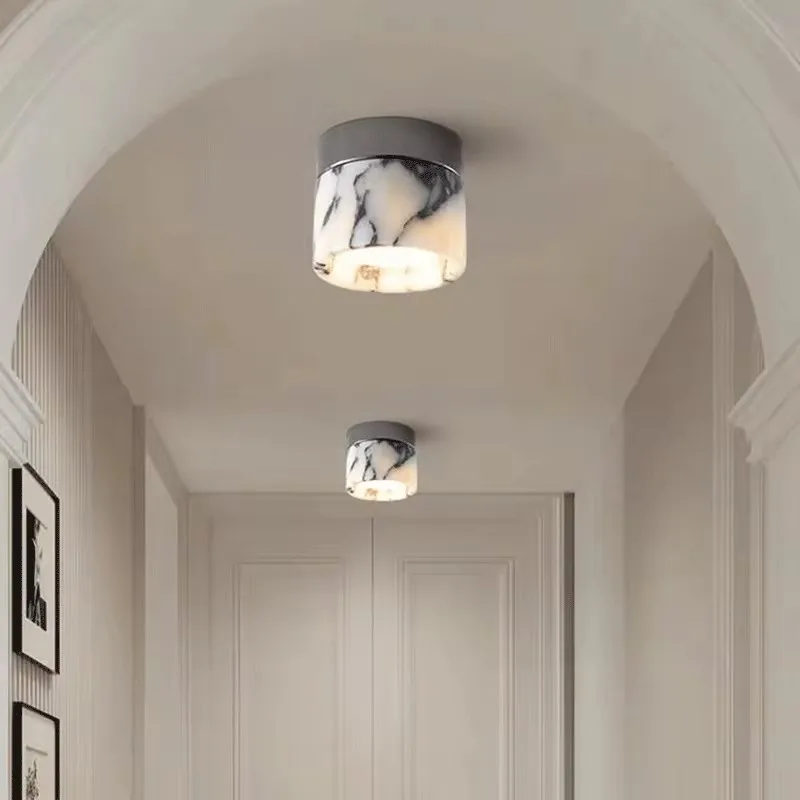 Retro Nordic Ceiling Lamp Natural Stone Cylinder Lights for Living Room Bedroom Corridor Vintage Ceiling Light Sconce Art Decor