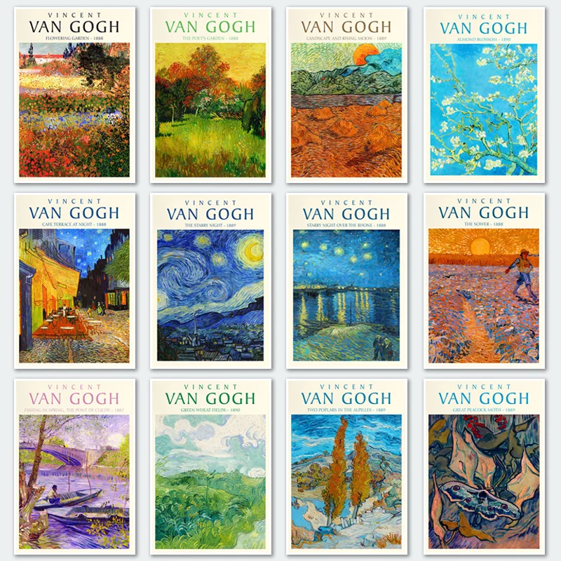 Van Gogh Starry Night Abstract Landscape Canvas Poster Famous Classic Wall Art Print Decorative Picture Modern Living Room Decor