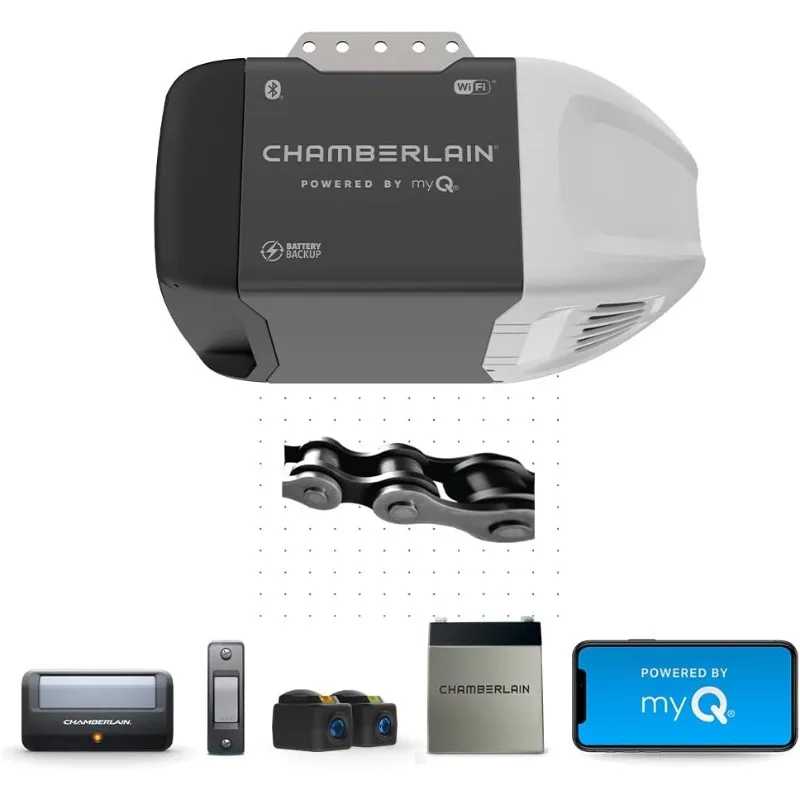 Smart Wi-Fi Garage Door Opener, 1/2-HP Chain Drive Motor - Quantity 1