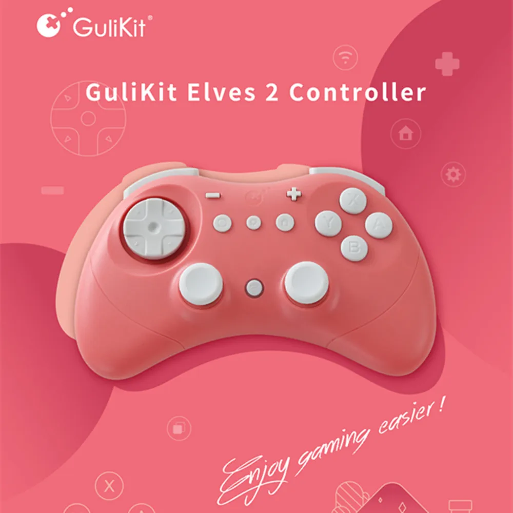 وحدة تحكم GuliKit Elves 2 في قاعة الألعاب للتبديل، Windows، iOS وAndroid RED / أسود بلوتوث Gamepad