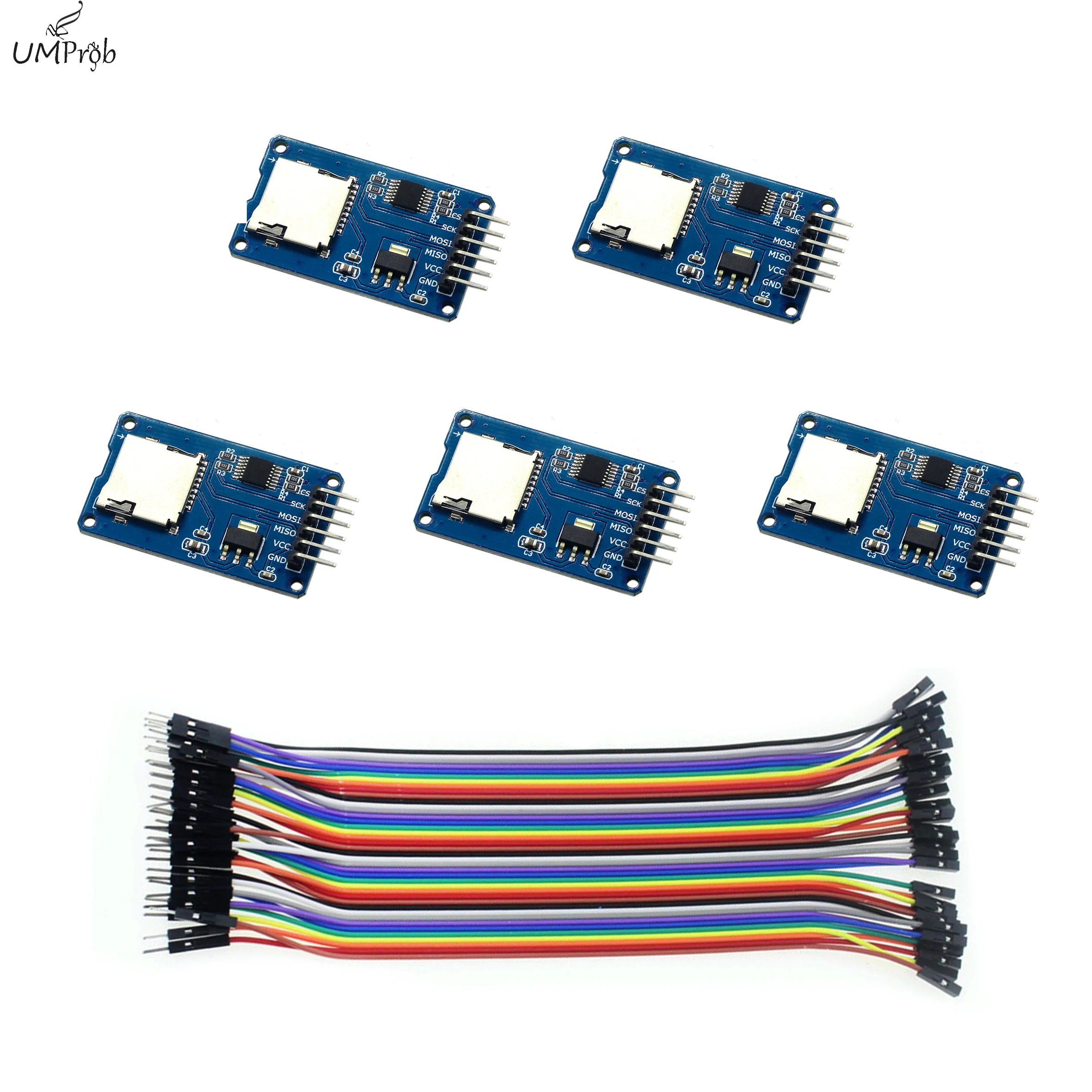 5-Pack Micro SD TF Card Reader Module 6Pin SPI Interface with Chip-Level Conversion for MEGA 2 40pcs Data Transfer Accessories