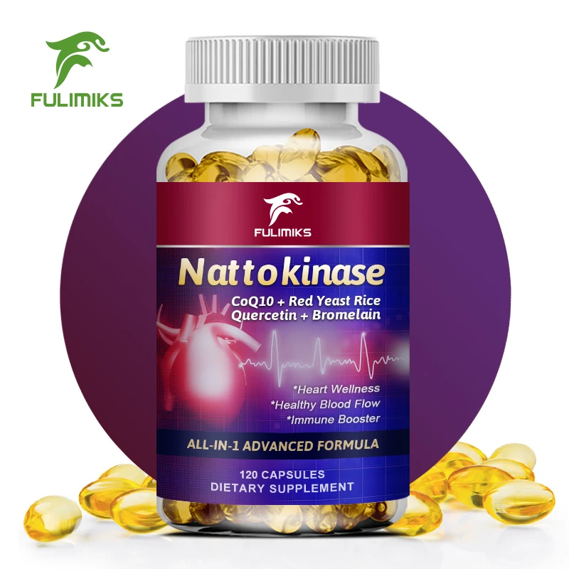 Nattokinase - 2,000 FU of Enzyme, Supports Heart Health & Circulatory & Normal Blood Flow, Non-GMO, Gluten Free, 60/120 Capsules