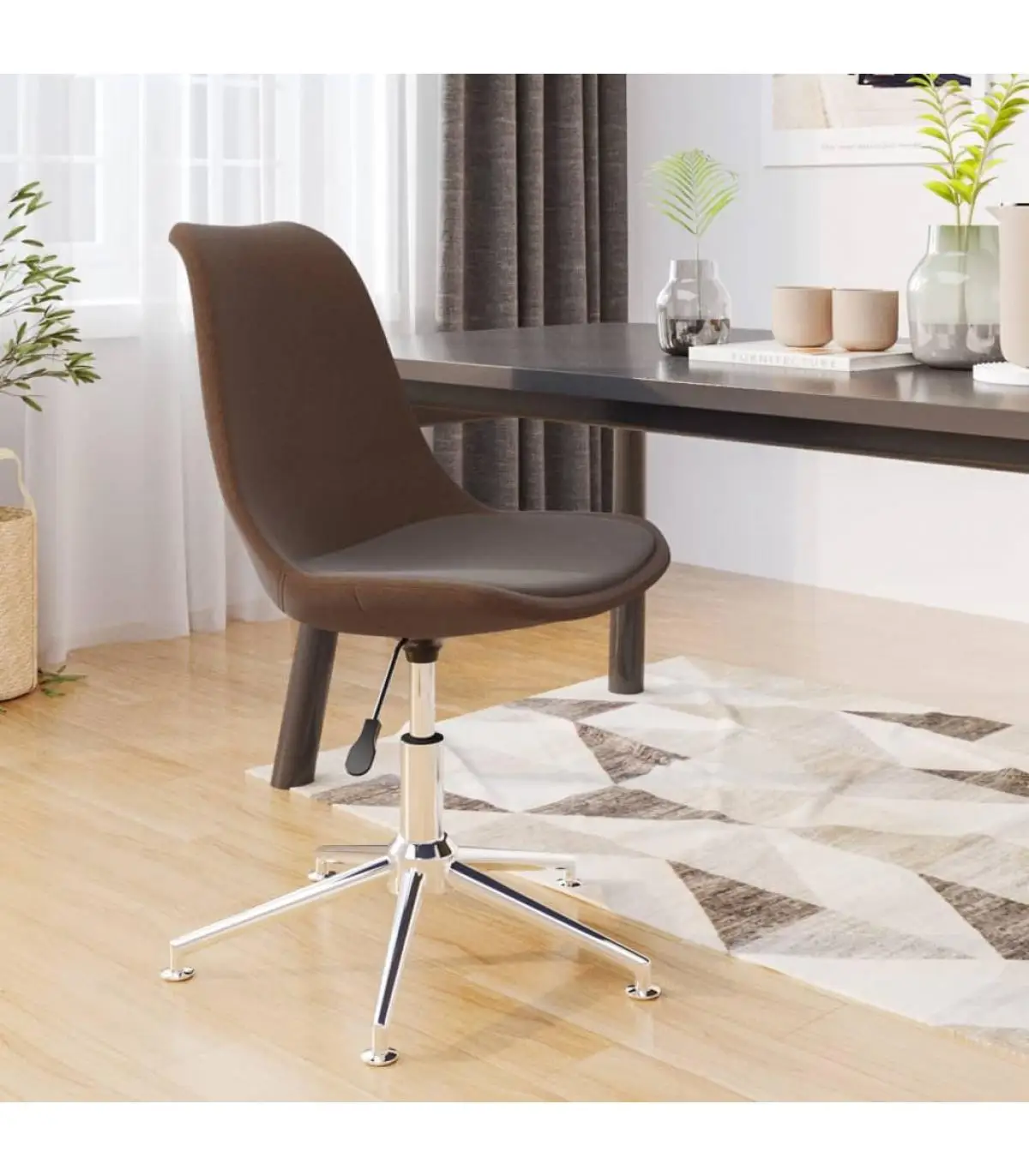 Brown Fabric Swivel Dining Chair Dining Chair