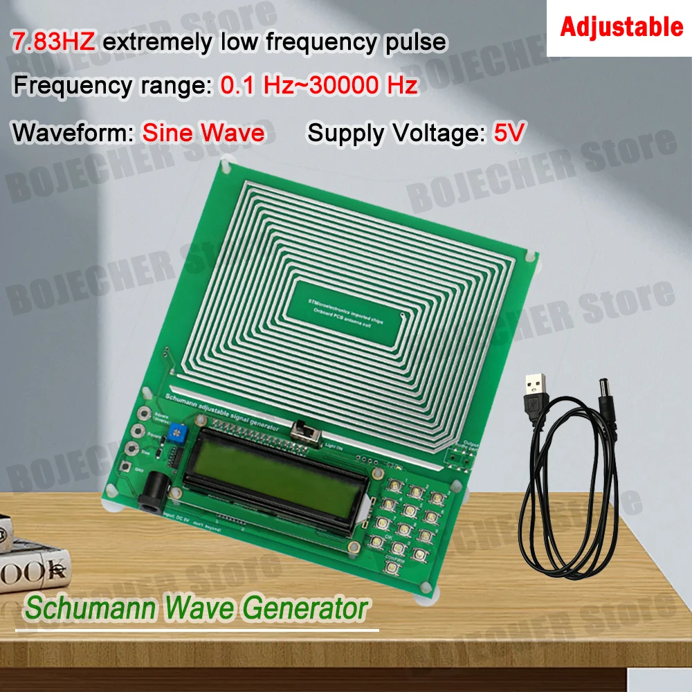 Schumann Waves Resonance Generator 0.1Hz~30KHz Adjustable 7.83HZ Ultra-low Frequency Pulse Wave Generator DC 5V Audio Resonator