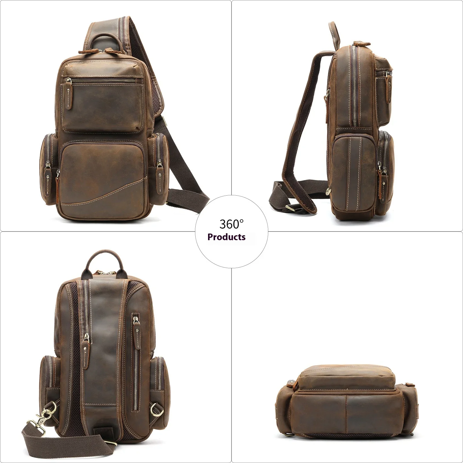 Genuine Leather Chest Bag for Men