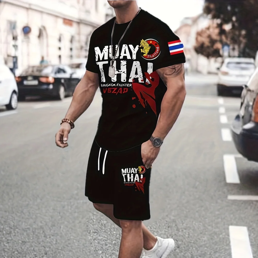 YUHA,Summer 3D Lion Cross Printed Men's T-shirt/Shorts/Suit Short Sleeve Jesus Love Everone Christian Street Wear 2 Pcs