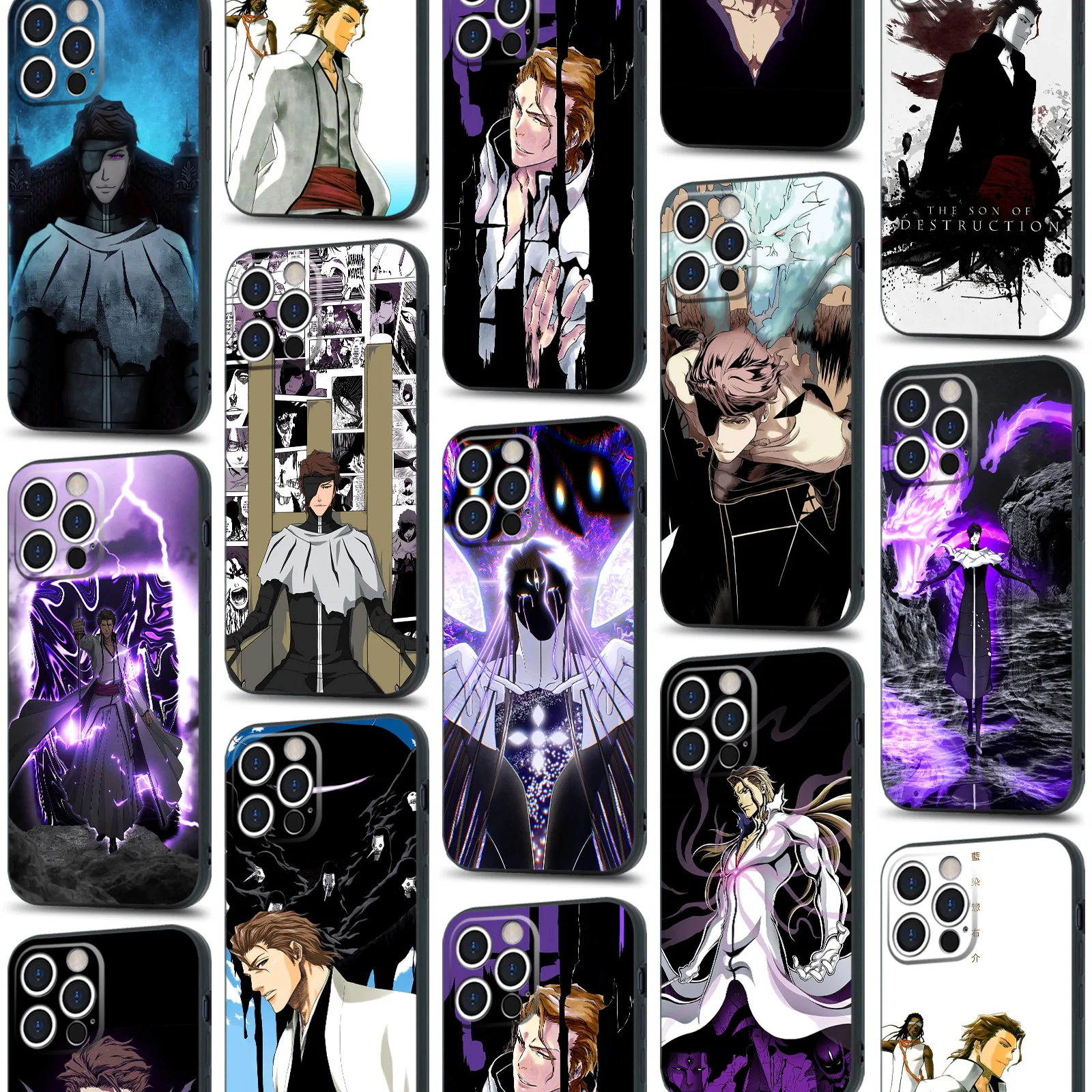 Sosuke Aizen Anime Protective Shell Soft Silicone Phone Case for iPhone 16 15 14 11 Pro Max 7 8 15 16 Plus 12 13 Mini Xr Xs