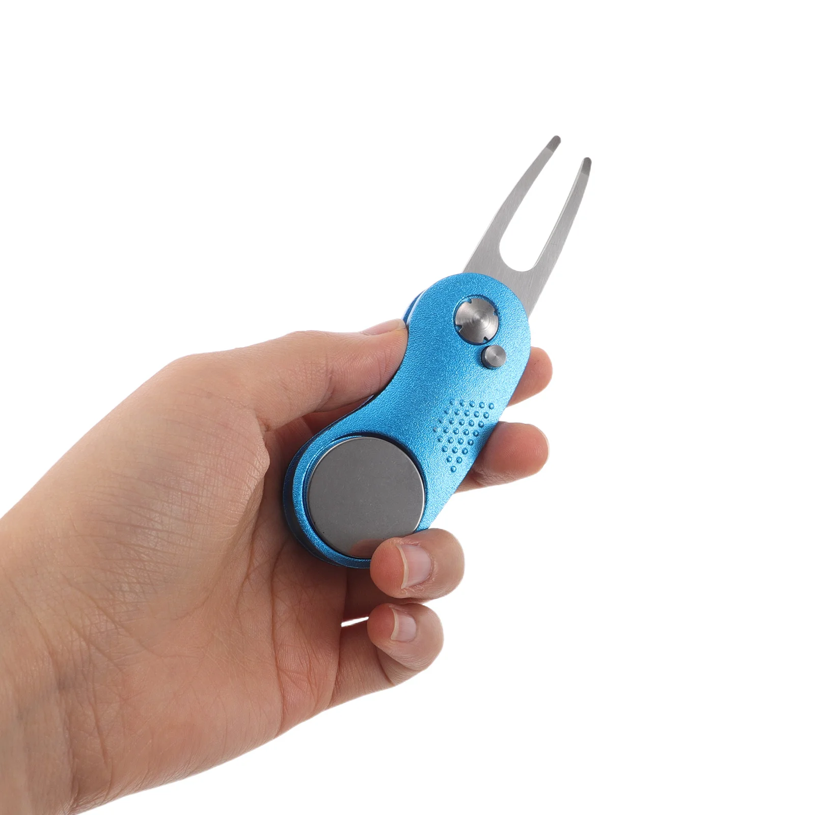 2 قطعة جولف قابلة للطي الأخضر ديفت شوكة خفيفة الوزن مقبض ألمونيوم الفولاذ المقاوم للصدأ الربيع المهنية الملعب علامة أداة إصلاح الغولف