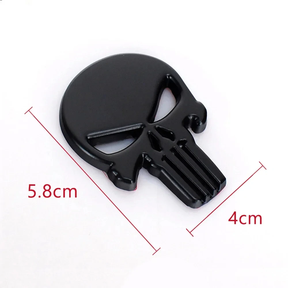 3D Metal Punisher Skull Logo Car Decals Emblem Badge Refit Fuel Tank Tail Side Trim Label Auto Front Back Trunk Body Sticker