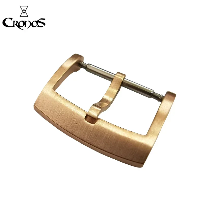 Cronos Solid Bronze CuSn Tongue Buckle for L6002M Watch Parts Fully Brushed 18 20 22 mm 2.0 with Spring Bars
