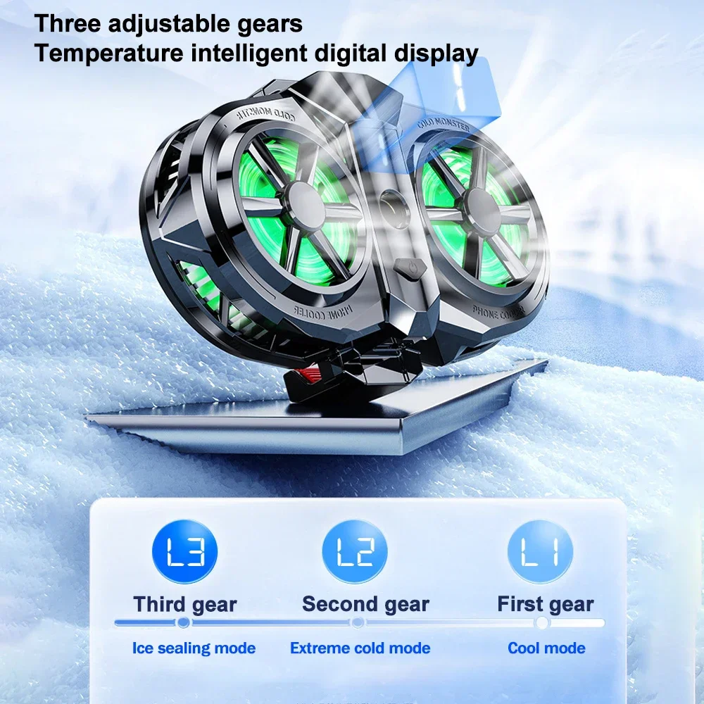 Refrigerador de telefone móvel com ventilador, dispositivo de resfriamento silencioso de sucção magnética específica para jogos, clipe traseiro sem fio Bluetooth