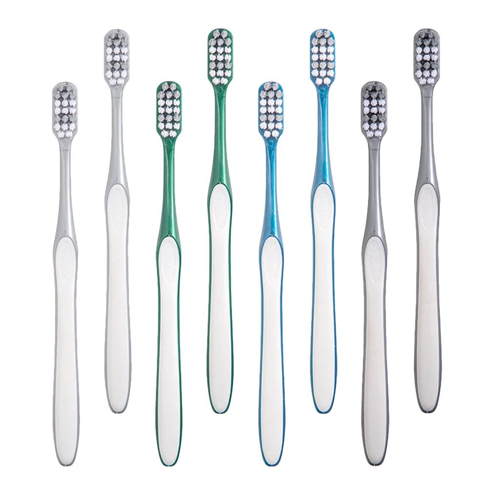 8Pcs 남성용 하드 브리슬 칫솔 가볍고 휴대 가능한 수동 여행용 칫솔 대형 헤드 핸드헬드 치아 청소 도구