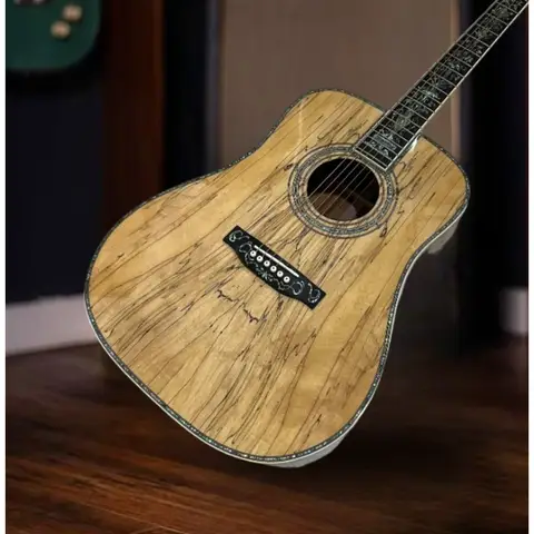 Free Shipping Fixed Bridge Solid Top Acoustic Guitar 6 String  Solid Spruce Top Ebony Fingerboard